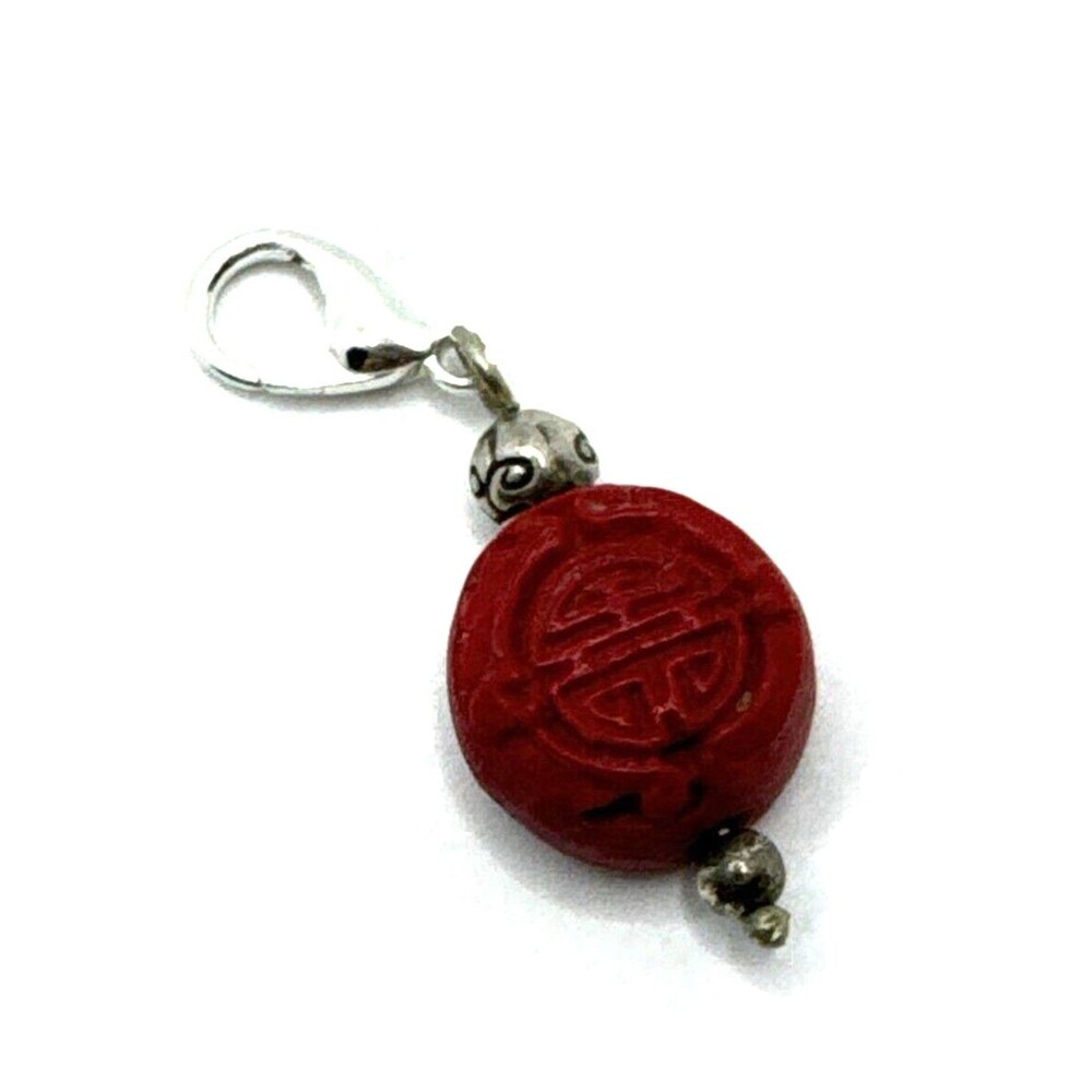 Brighton China Chinese Happy New Year Red Wooden Round Silver Snap Charm